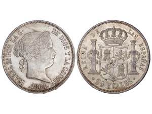 Elizabeth II - 20 Reales. 1864. MADRID. ... 