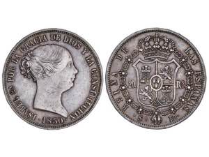 Elizabeth II - 20 Reales. 1850. SEVILLA. ... 
