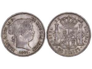 Elizabeth II - 20 Reales. 1861. SEVILLA. ... 