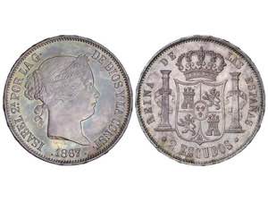 Elizabeth II - 2 Escudos. 1867. MADRID. ... 