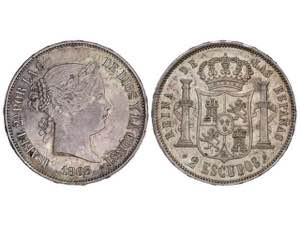 Elizabeth II - 2 Escudos. 1868. MADRID. ... 