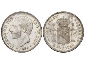  Alfonso XII - 5 Pesetas. 1884 (*18-84). ... 