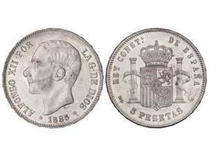  Alfonso XII - 5 Pesetas. 1885 (*18-85). ... 