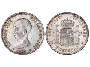  Alfonso XIII - 5 Pesetas. 1889 (*18-89). ... 