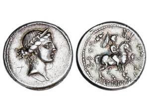 Denario. 61 a.C. AEMILIA. M. Aemilius ... 