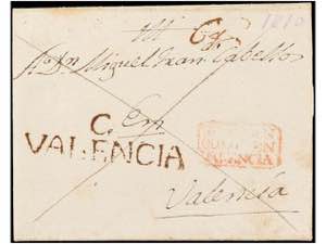 ESPAÑA: PREFILATELIA. (1810 CA.). Envuelta ... 