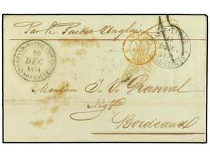 GUADALUPE. 1851. Stampless envelope to ... 