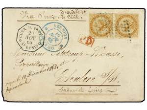 REUNION. Ce.3. 1868 (Nov 10). Small envelope ... 