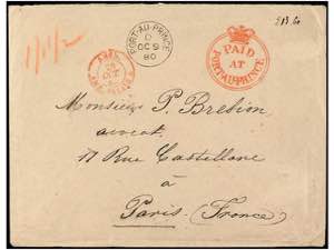 HAITI. 1880. PORT AU PRINCE a PARIS. Marca ... 