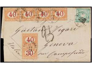 PERU. Sc.14. 1872. LIMA a GENOVA. 1 dinero ... 