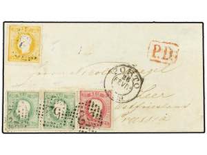 PORTUGAL. 1867. 10 r. yellow, 25 r. rose red ... 