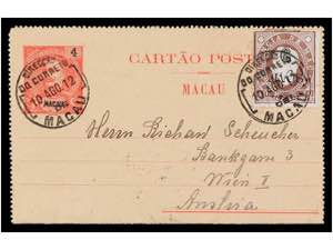 MACAO. 1912. MACAO a AUSTRIA. Entero postal ... 