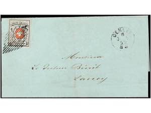 SUIZA. Yv.7. 1852. GENEVE a LANCY. ... 