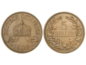 WORLD COINS: GERMAN EAST AFRICA - 5 Heller. ... 