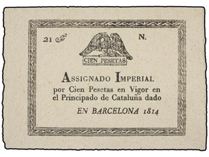 SPANISH BANK NOTES: ANCIENT - Asignado 100 ... 