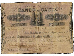 SPANISH BANK NOTES: ANCIENT - 500 Reales. 25 ... 