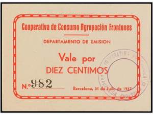 10 Céntimos. 31 Julio 1937. COOPERATIVA DE ... 