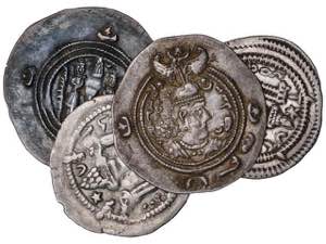 Lote 4 monedas Dracma. PEROZ, KHUSRO I, ... 