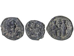 Lote 3 monedas Follis. ROMANO III, BASILIO ... 