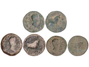 Lote 3 monedas As. 28 a.C.-14 d.C. ÉPOCA DE ... 