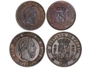 Serie 2 monedas 5 y 10 Céntimos. 1875. ... 