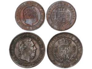 Lote 2 monedas 5 y 10 Céntimos. 1875. ... 