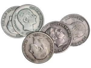 Lote 5 monedas 10 Centavos de Peso. 1881, ... 