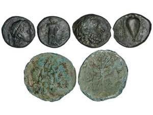 Lote 3 monedas AE14 a AE24. 330-275 a.C. ... 