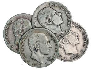 Lote 4 monedas 20 Centavos de Peso. 1881, ... 