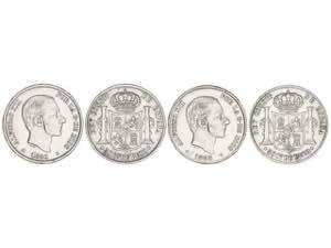 Lote 2 monedas 50 Centavos de Peso. 1881, ... 