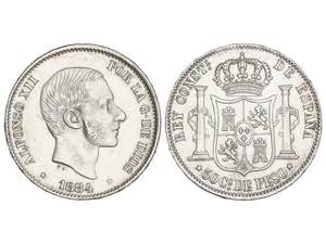 50 Centavos de Peso. 1884. MANILA. ESCASA. ... 