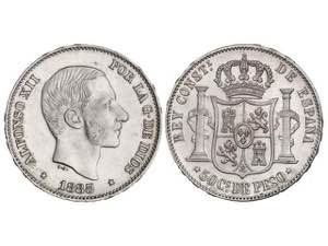 50 Centavos de Peso. 1885/3. MANILA. ... 
