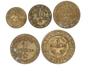 Serie 5 monedas 5 Céntimos a 2,50 Pesetas. ... 