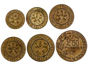 Serie 6 monedas 5 Céntimos a 2,50 Pesetas. ... 