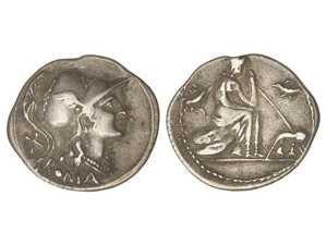 ROMAN COINS: ROMAN REPUBLIC Denario. 115-114 ... 