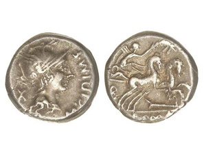 ROMAN COINS: ROMAN REPUBLIC Denario. 115-114 ... 