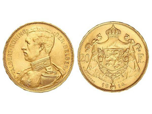 WORLD COINS: BELGIUM 20 Francos. 1914. ... 