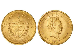 WORLD COINS: CUBA 10 Pesos. 1916. 16,72 grs. ... 