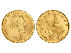 WORLD COINS: DENMARK 20 Coronas. 1873-HC/CS. ... 