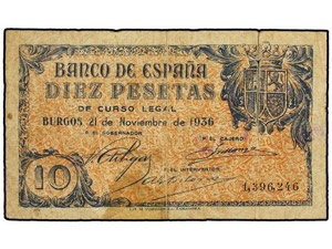 SPANISH BANK NOTES: ESTADO ESPAÑOL 10 ... 