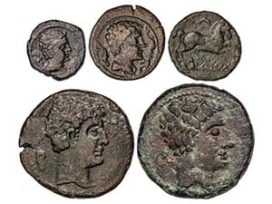 Lote 5 monedas Cuadrante, Semis (2) y As ... 