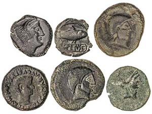 Lote 6 monedas Semis y As (5). CARMO (3), ... 