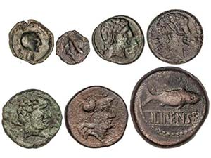 Lote 7 monedas AE 15, Semis, As (4) y ... 