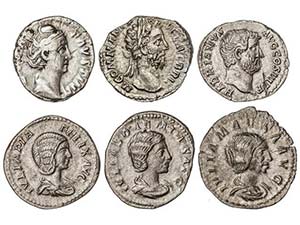 Lote 6 monedas Denario. ADRIANO, FAUSTINA ... 