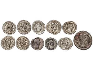 Lote 11 monedas Denario (9), Dracma y ... 