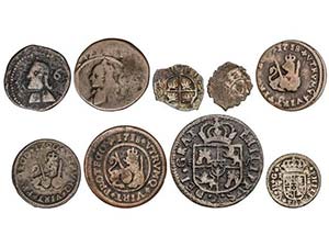 Philip V - Lote 9 monedas Dinero a 1/2 Real. ... 