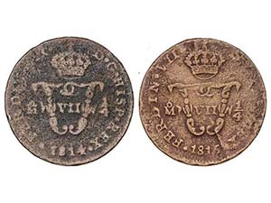 Ferdinand VII - Lote 2 monedas 1 Octavo. ... 