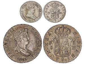 Ferdinand VII - Lote 2 monedas 1/2 y 2 ... 