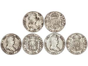 Ferdinand VII - Lote 3 monedas 8 Reales. ... 
