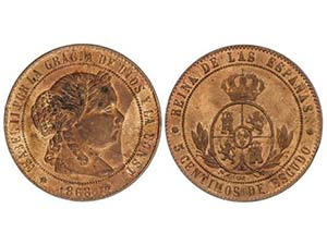 Elisabeth II - 5 Céntimos de Escudo. 1868. ... 